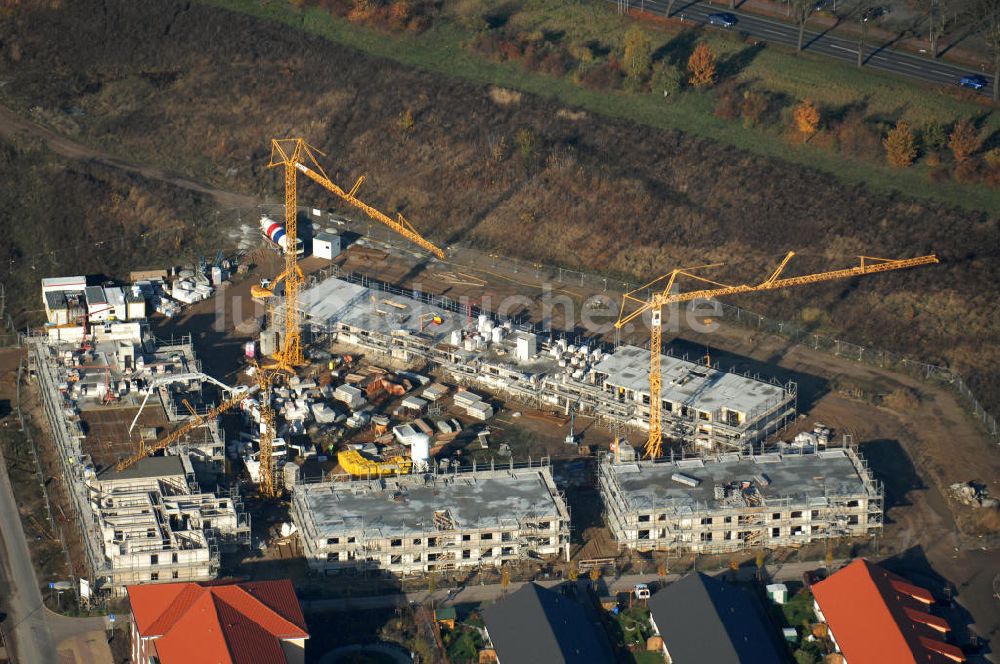 Hönow aus der Vogelperspektive: Baustelle Wohnungsneubau in Hönow