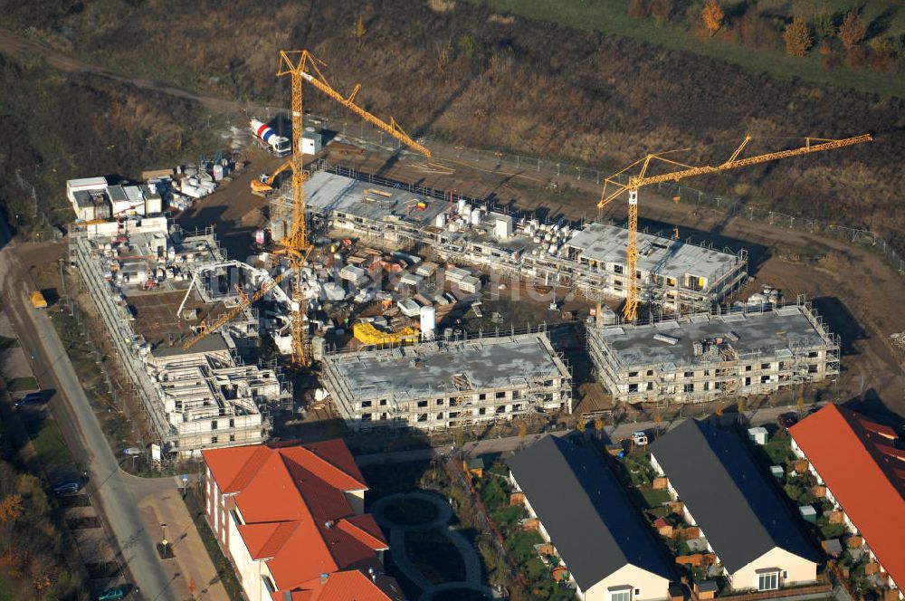 Hönow von oben - Baustelle Wohnungsneubau in Hönow