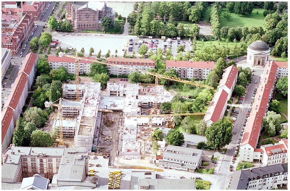 Potsdam aus der Vogelperspektive: Baustelle des Wohnungsneubaus der Potsdamer Wohnungsbaugenossenschaft e.G.