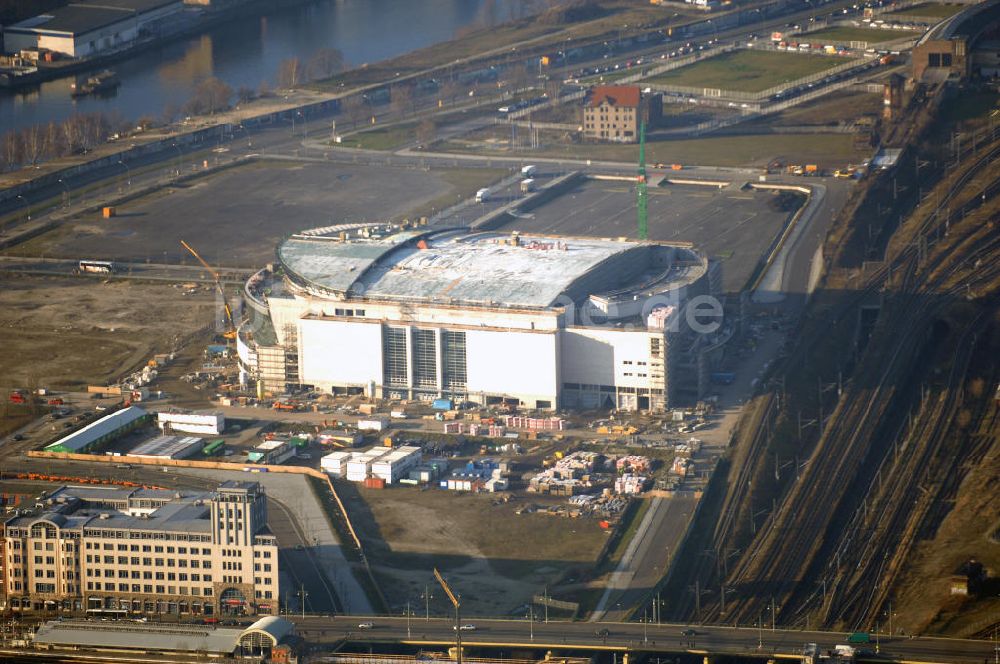 Luftaufnahme Berlin - Baustelle der O2 World / O2 Arena in Berlin Friedrichshain