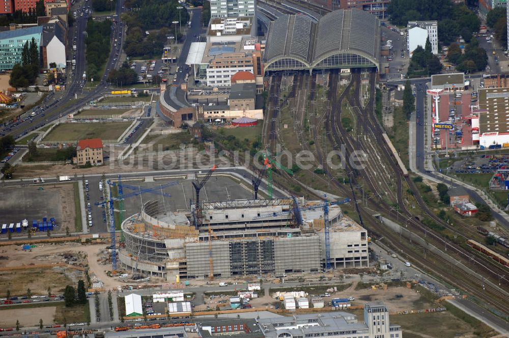 Luftaufnahme Berlin - Baustelle der O2 World / O2 Arena in Berlin Friedrichshain