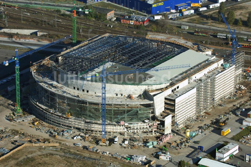 Berlin von oben - Baustelle O2-World in Berlin - Friedrichshain