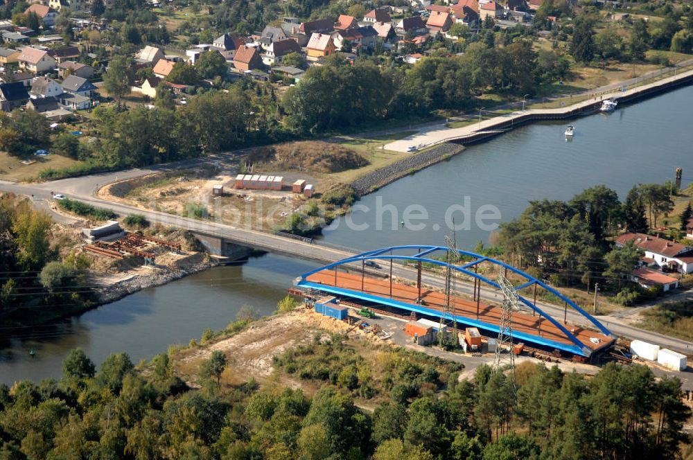 Luftbild Wusterwitz - Baustelle Wusterwitzer Straßenbrücke