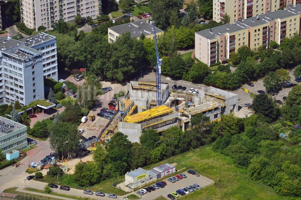 Warschau aus der Vogelperspektive: Baustelle am Zentralen Institut für Arbeitsschutz in Czerniakow im Bezirk Mokotow in Warschau in Polen