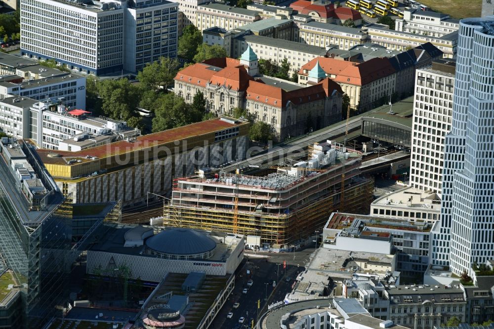 Luftbild Berlin - Baustelle des ZOOM BERLIN - Geschäftshauses an der Kantstraße - Joachimsthaler Straße - Hardenbergstraße im Ortsteil Bezirk Charlottenburg-Wilmersdorf in Berlin, Deutschland