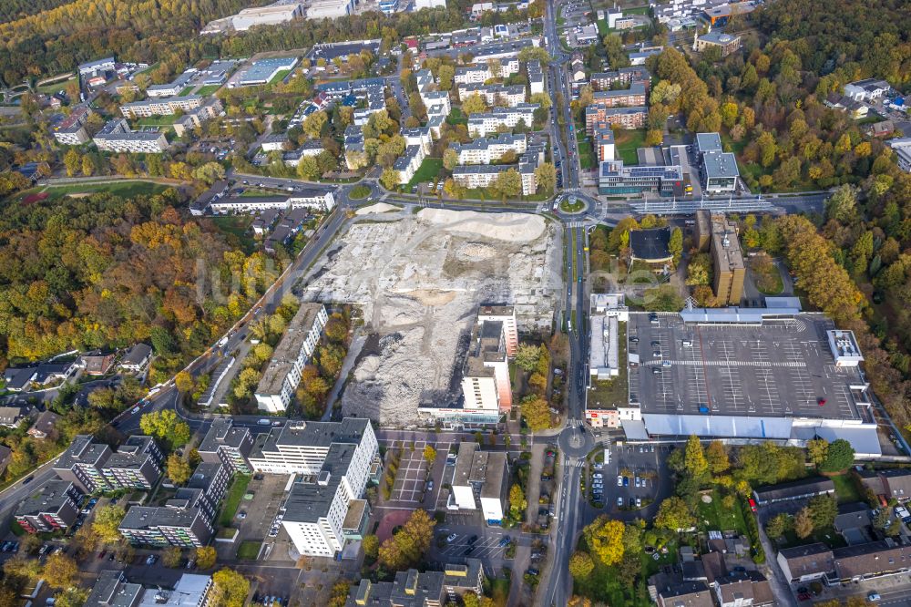 Bergkamen aus der Vogelperspektive: Baustelle zum Abriss des Einkaufszentrum Turmarkaden in Bergkamen im Bundesland Nordrhein-Westfalen, Deutschland