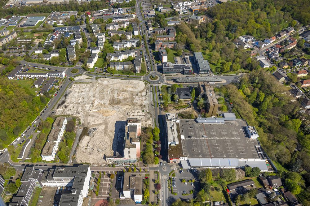 Bergkamen von oben - Baustelle zum Abriss des Einkaufszentrum Turmarkaden in Bergkamen im Bundesland Nordrhein-Westfalen, Deutschland