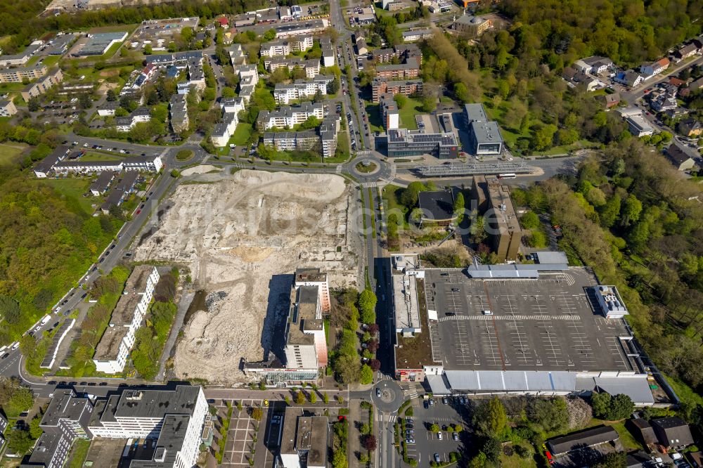 Bergkamen aus der Vogelperspektive: Baustelle zum Abriss des Einkaufszentrum Turmarkaden in Bergkamen im Bundesland Nordrhein-Westfalen, Deutschland