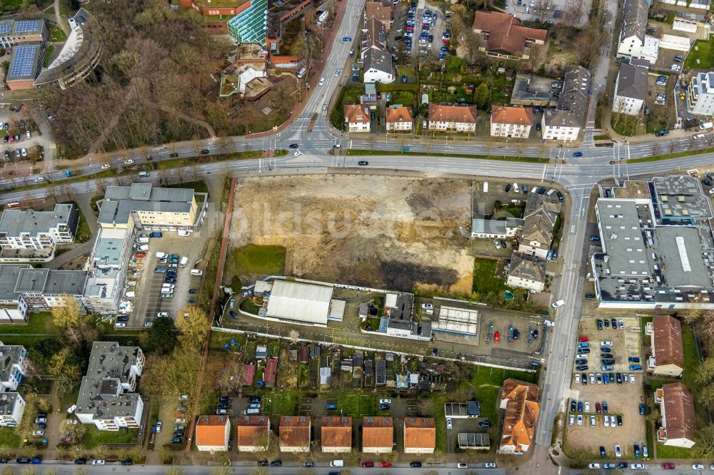 Luftbild Gladbeck - Baustelle zum Abriß des Gebäudekomplexes an der Wilhelmstraße in Gladbeck im Bundesland Nordrhein-Westfalen, Deutschland