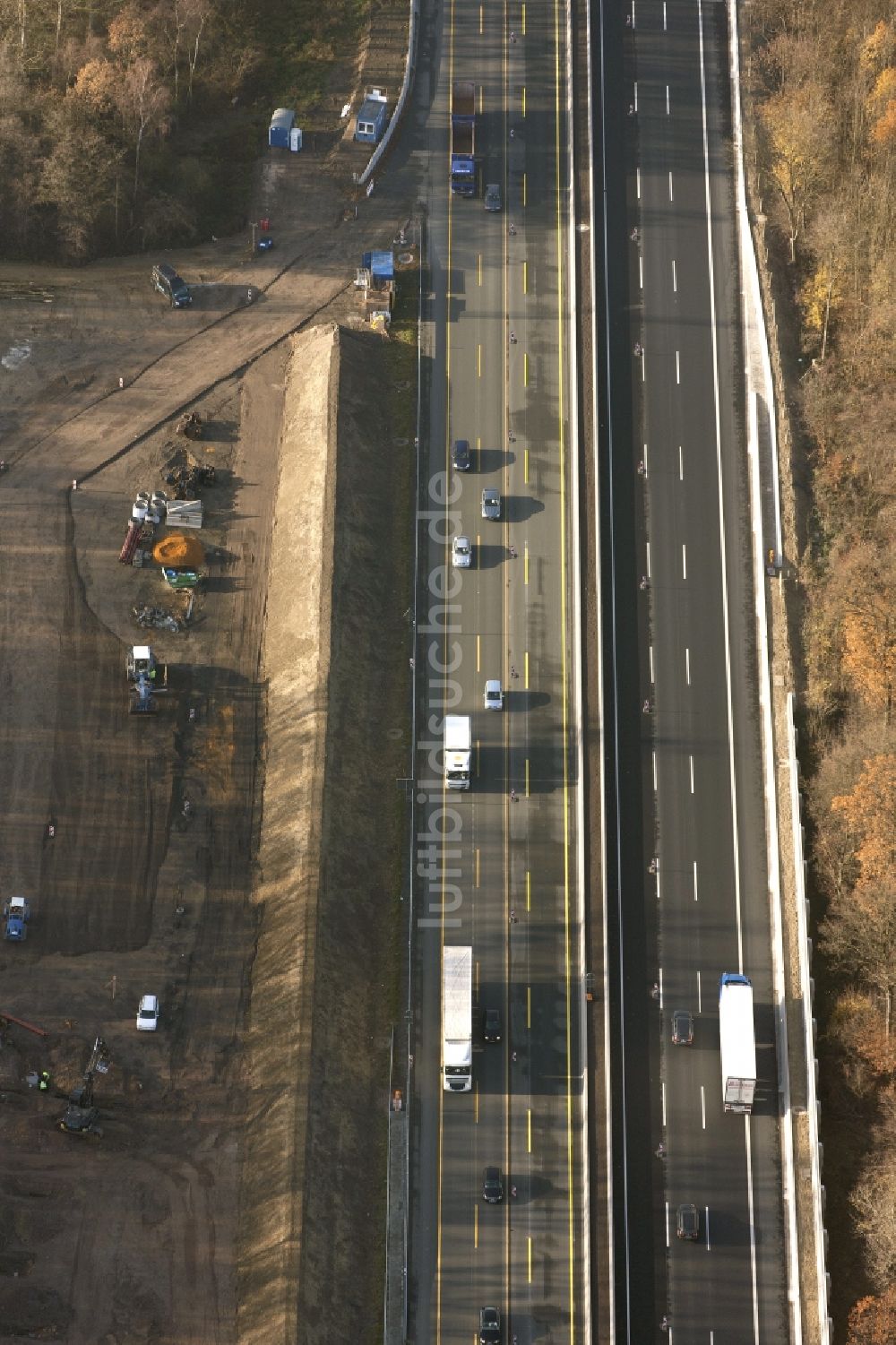 Luftbild Bönen - Baustelle zum Ausbau der Autobahnabfahrt BAB A2 in Bönen im Bundesland Nordrhein-Westfalen