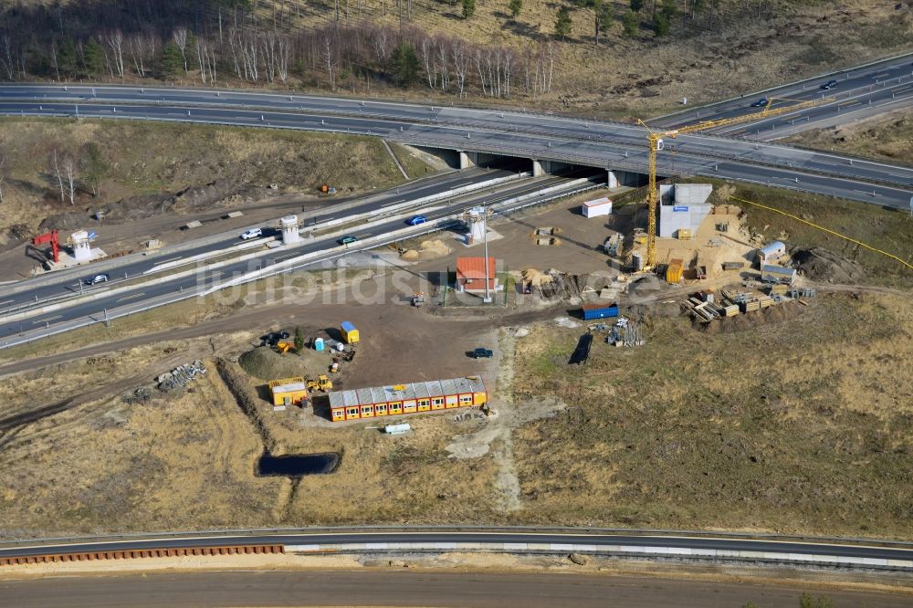 Luftbild Groß Ziethen - Baustelle zum Um- und Ausbau des Autobahndreieck AD Havelland im Bundesland Brandenburg