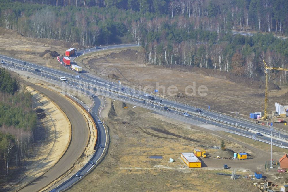 Groß Ziethen von oben - Baustelle zum Um- und Ausbau des Autobahndreieck AD Havelland im Bundesland Brandenburg