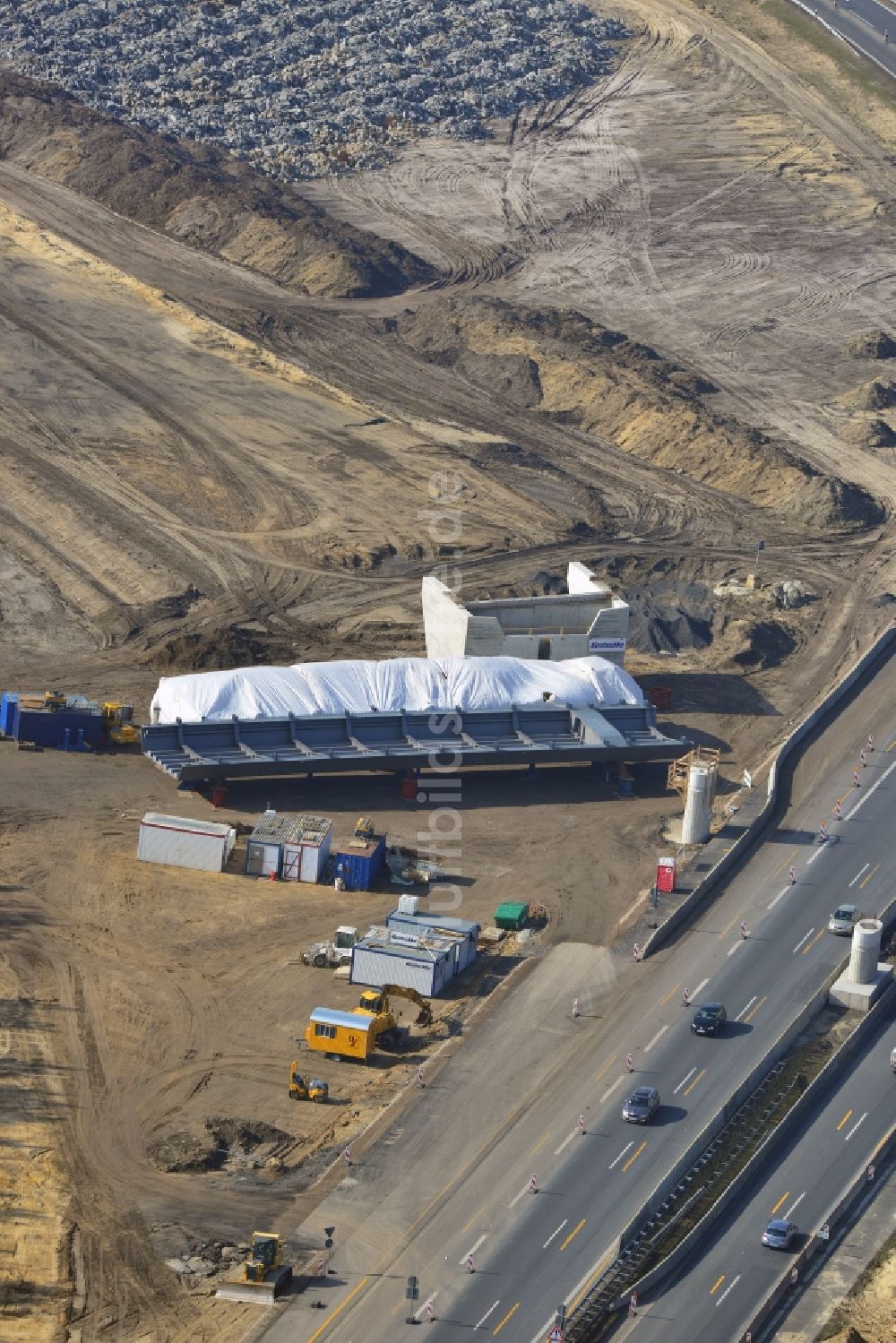 Groß Ziethen von oben - Baustelle zum Um- und Ausbau des Autobahndreieck AD Havelland im Bundesland Brandenburg