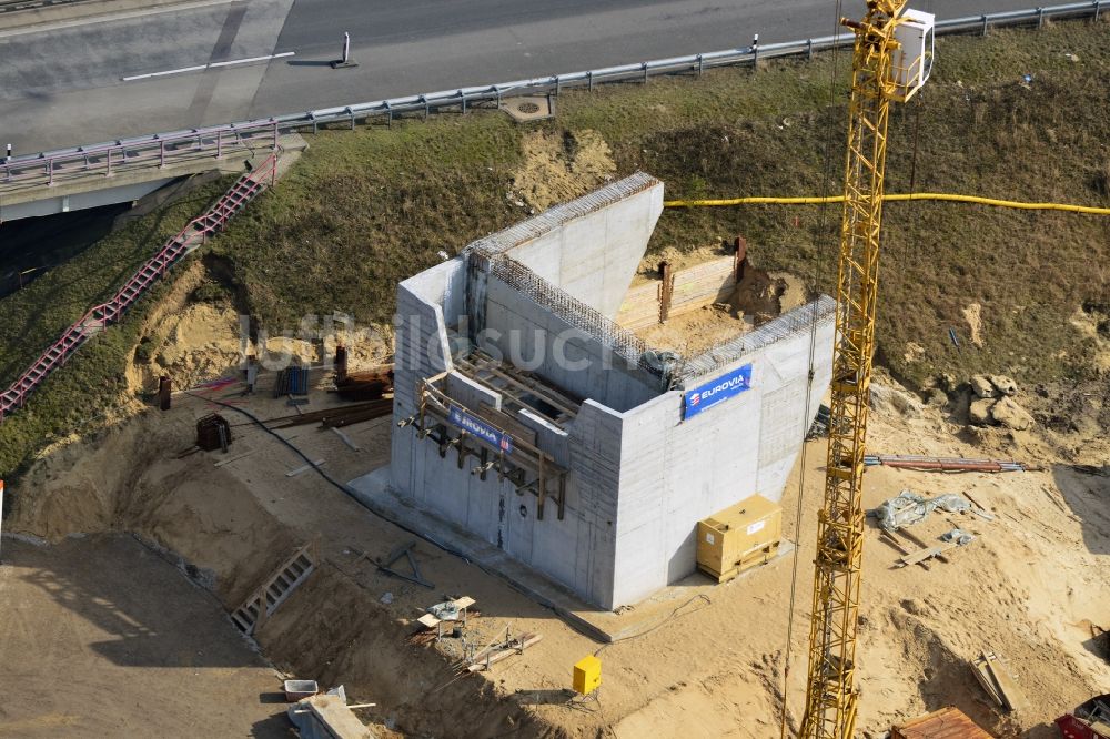 Groß Ziethen von oben - Baustelle zum Um- und Ausbau des Autobahndreieck AD Havelland im Bundesland Brandenburg