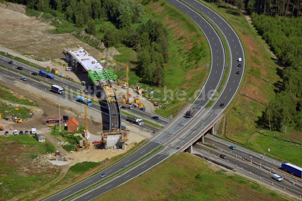 Luftbild Groß Ziethen - Baustelle zum Um- und Ausbau des Autobahndreieck AD Havelland im Bundesland Brandenburg