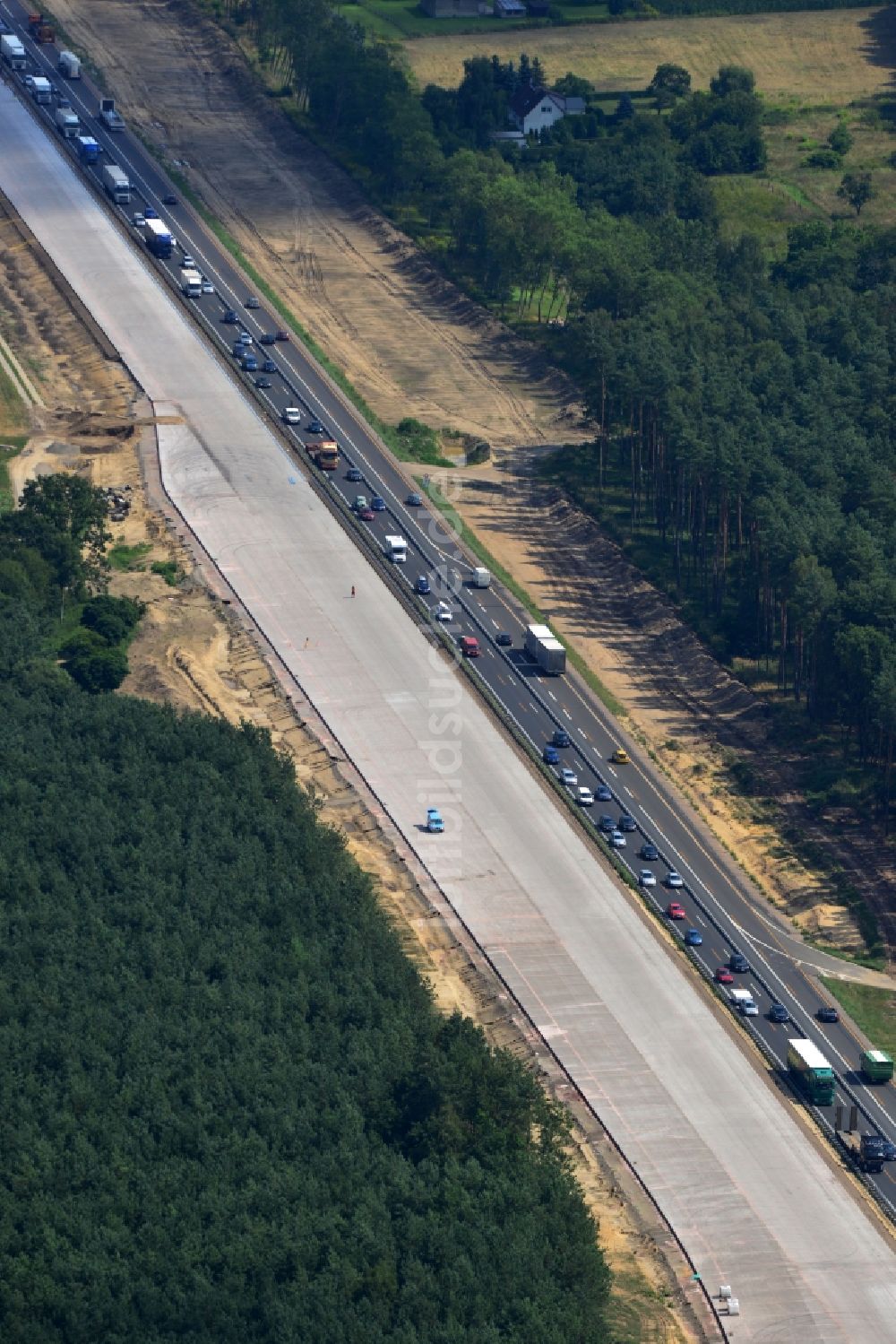 Groß Ziethen von oben - Baustelle zum Um- und Ausbau des Autobahndreieck AD Havelland im Bundesland Brandenburg