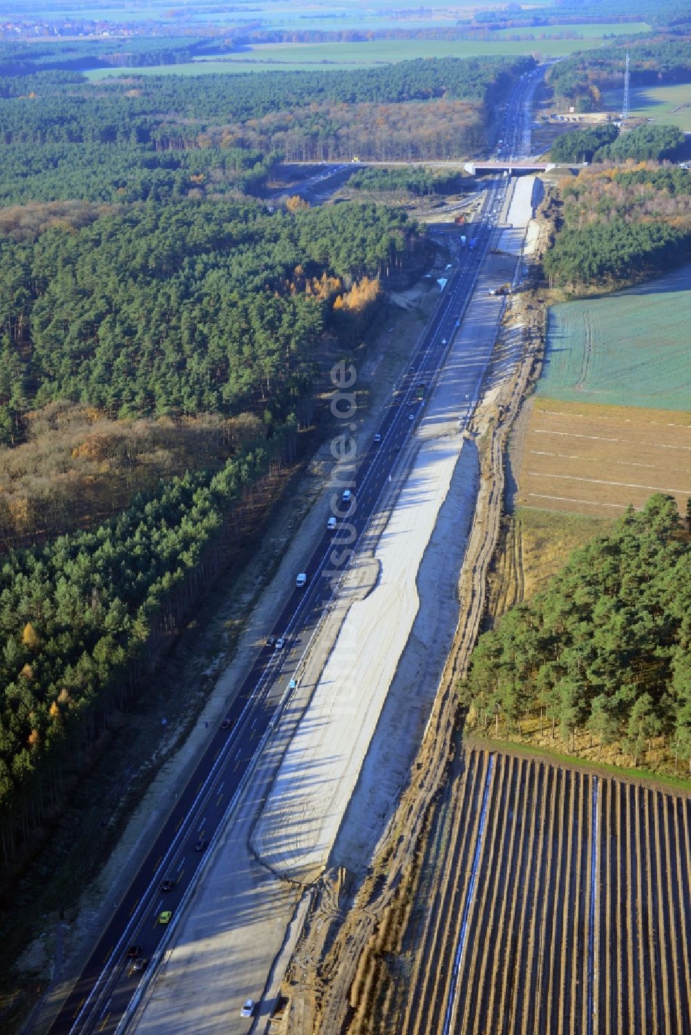 Groß Ziethen von oben - Baustelle zum Um- und Ausbau des Autobahndreieck AD Havelland im Bundesland Brandenburg