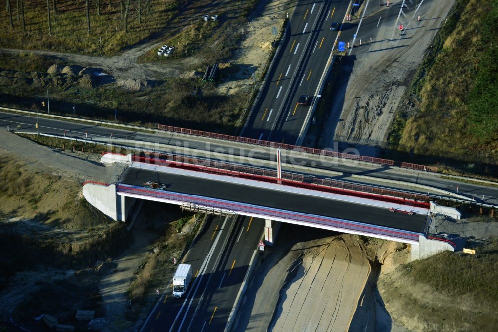 Groß Ziethen von oben - Baustelle zum Um- und Ausbau des Autobahndreieck AD Havelland im Bundesland Brandenburg