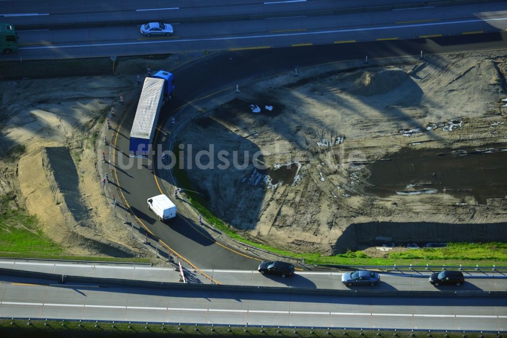 Groß Ziethen von oben - Baustelle zum Um- und Ausbau des Autobahndreieck AD Havelland im Bundesland Brandenburg