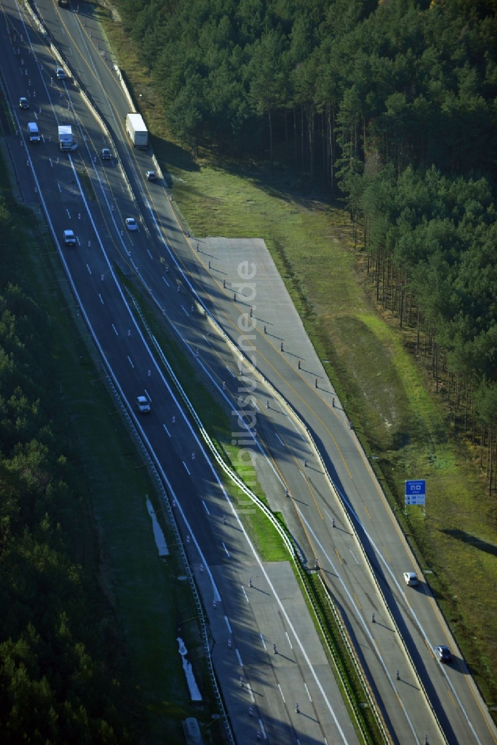 Groß Ziethen von oben - Baustelle zum Um- und Ausbau des Autobahndreieck AD Havelland im Bundesland Brandenburg