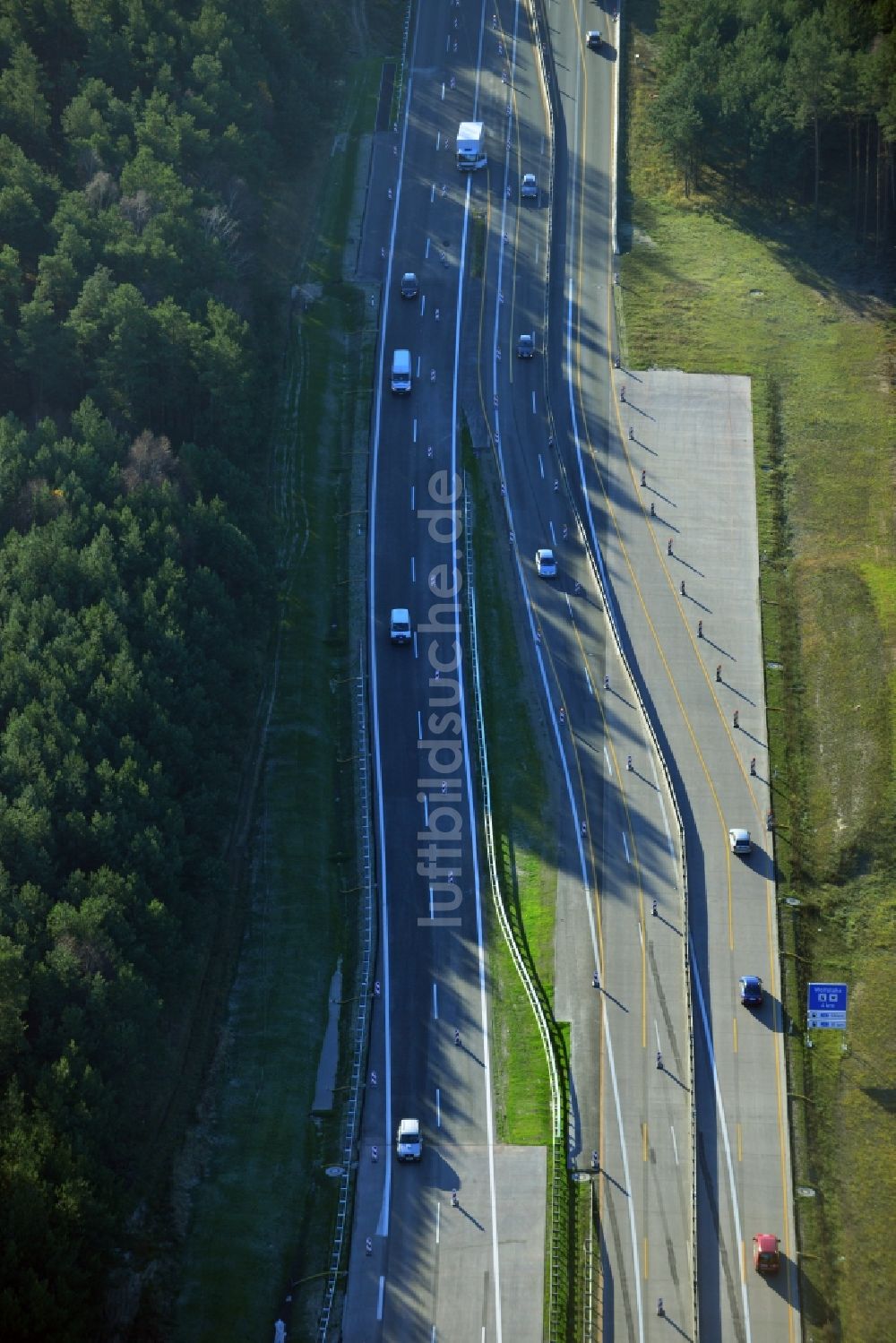 Luftbild Groß Ziethen - Baustelle zum Um- und Ausbau des Autobahndreieck AD Havelland im Bundesland Brandenburg