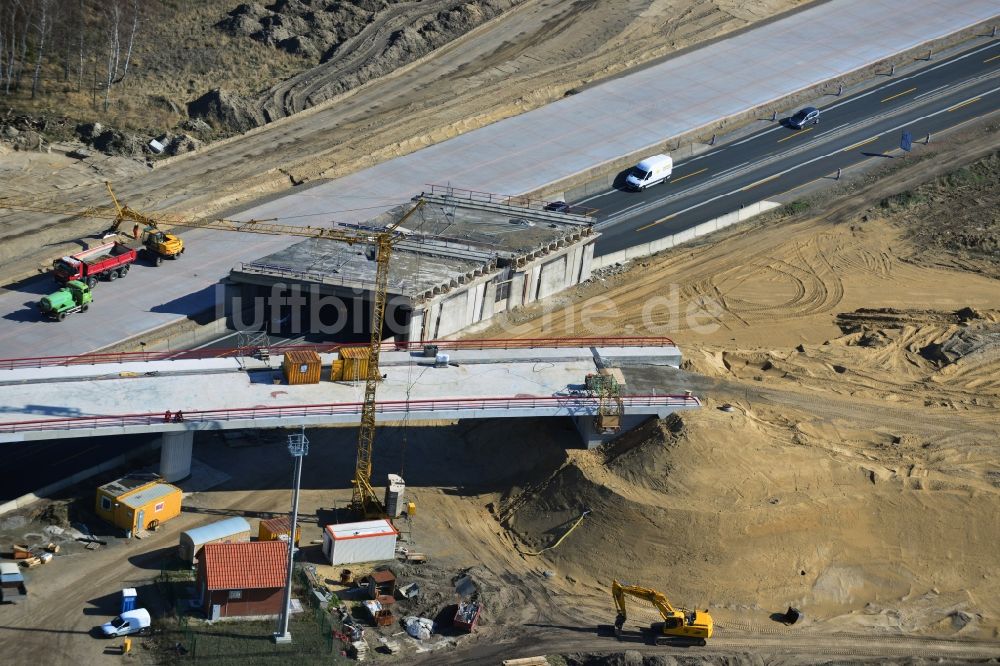 Luftbild Groß Ziethen - Baustelle zum Um- und Ausbau des Autobahndreieck AD Havelland im Bundesland Brandenburg