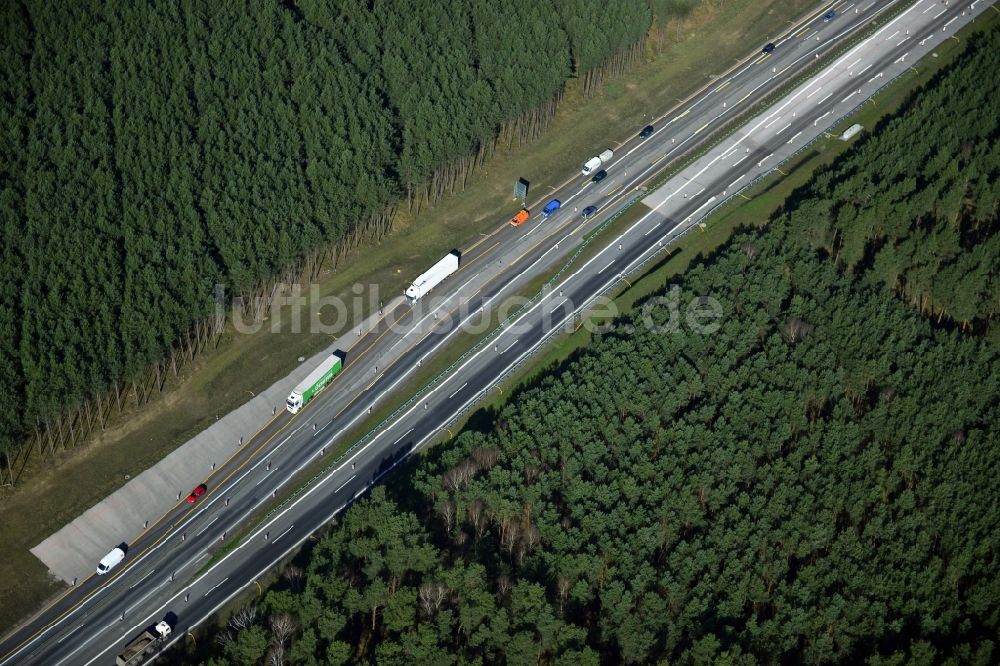 Luftbild Groß Ziethen - Baustelle zum Um- und Ausbau des Autobahndreieck AD Havelland im Bundesland Brandenburg