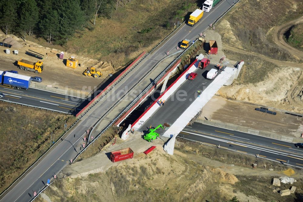 Groß Ziethen von oben - Baustelle zum Um- und Ausbau des Autobahndreieck AD Havelland im Bundesland Brandenburg