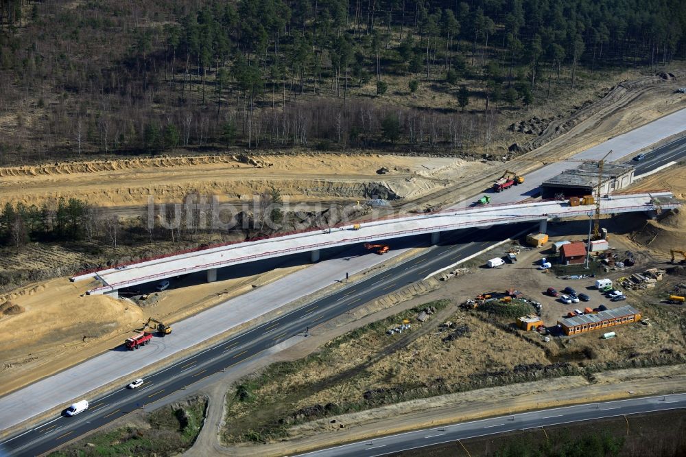 Groß Ziethen von oben - Baustelle zum Um- und Ausbau des Autobahndreieck AD Havelland im Bundesland Brandenburg