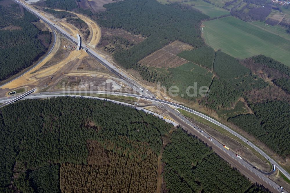 Groß Ziethen von oben - Baustelle zum Um- und Ausbau des Autobahndreieck AD Havelland im Bundesland Brandenburg