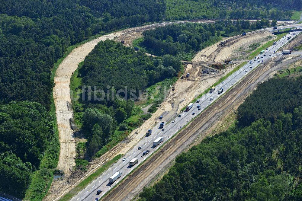 Luftbild Groß Ziethen - Baustelle zum Um- und Ausbau des Autobahndreieck AD Havelland im Bundesland Brandenburg