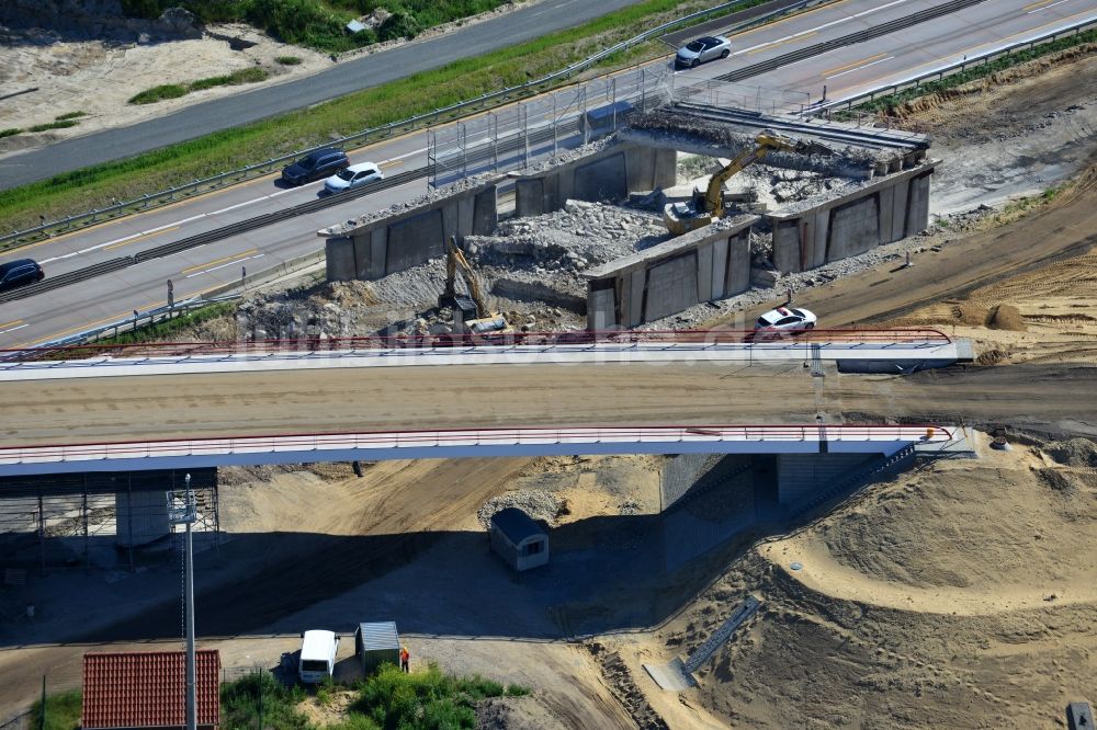 Groß Ziethen von oben - Baustelle zum Um- und Ausbau des Autobahndreieck AD Havelland im Bundesland Brandenburg