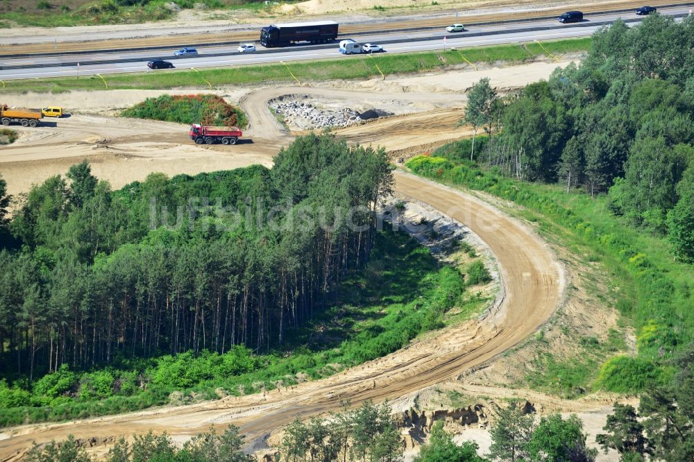 Luftbild Groß Ziethen - Baustelle zum Um- und Ausbau des Autobahndreieck AD Havelland im Bundesland Brandenburg