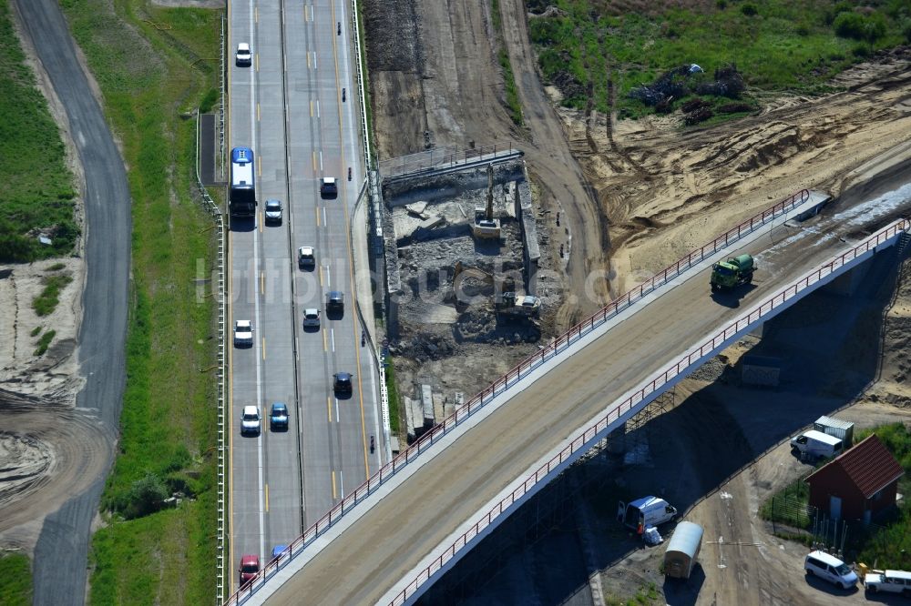 Luftbild Groß Ziethen - Baustelle zum Um- und Ausbau des Autobahndreieck AD Havelland im Bundesland Brandenburg