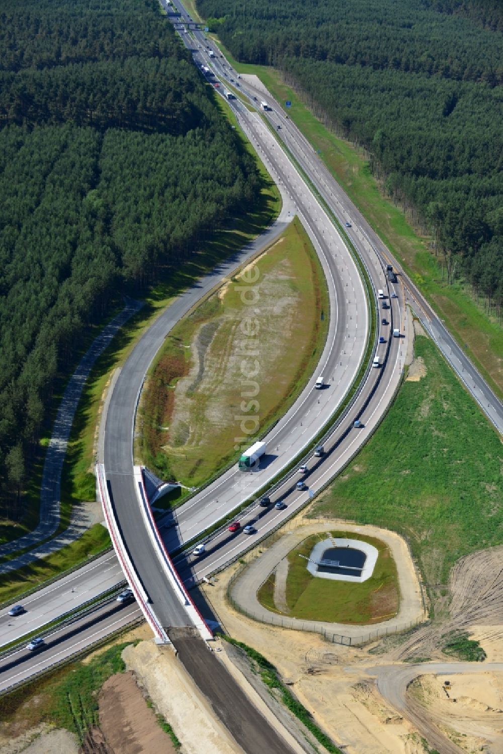 Groß Ziethen von oben - Baustelle zum Um- und Ausbau des Autobahndreieck AD Havelland im Bundesland Brandenburg