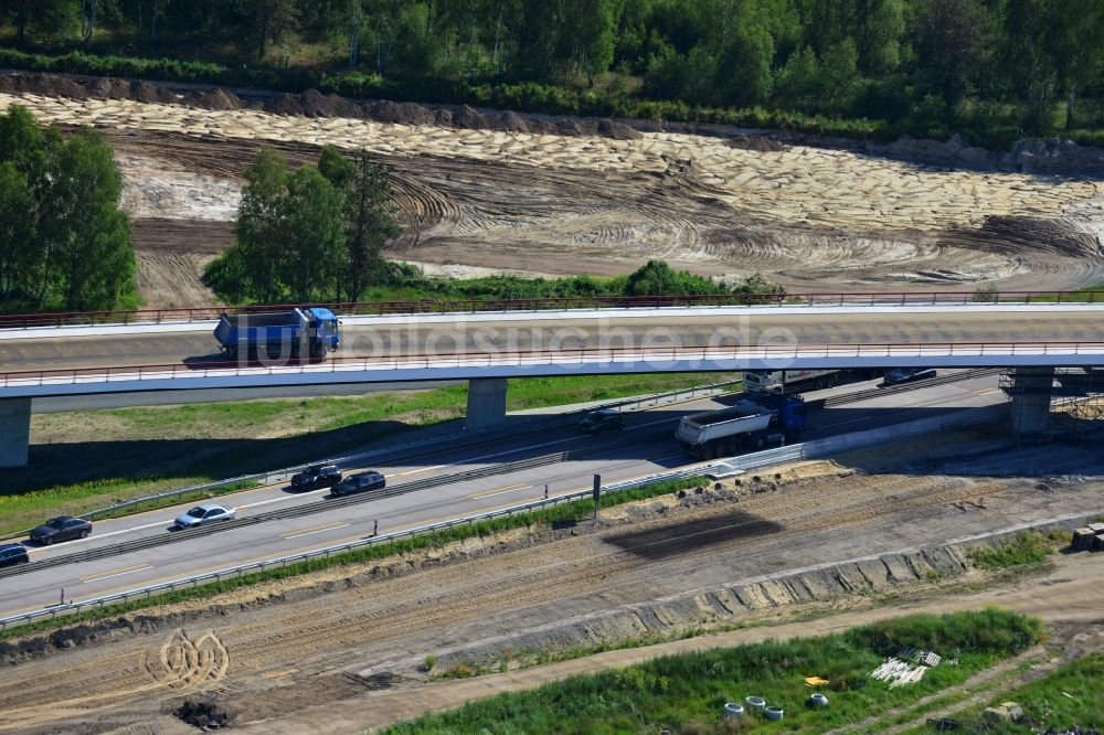 Groß Ziethen von oben - Baustelle zum Um- und Ausbau des Autobahndreieck AD Havelland im Bundesland Brandenburg