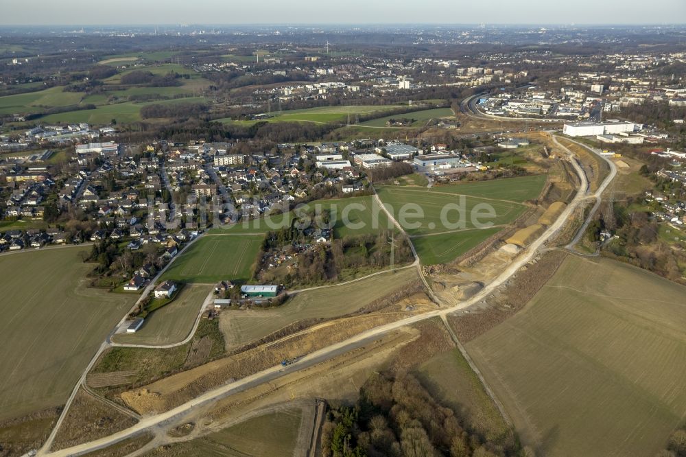 Luftbild Heiligenhaus - Baustelle zum Ausbau der Bundes- Autobahn BAB A44 zwischen Heiligenhaus und Velbert im Bundesland Nordrhein-Westfalen NRW