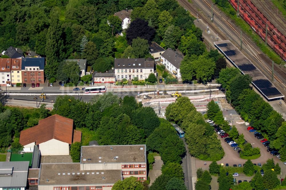 Bochum von oben - Baustelle zum Ausbau der Hauptstraße in Langendreer in Bochum im Bundesland Nordrhein-Westfalen