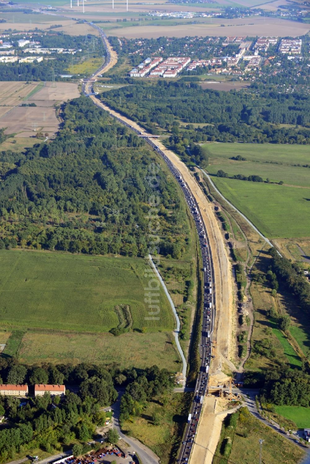 Luftbild Berlin Pankow - Baustelle zum Ausbau und zur 6-spurigen Verbreiterung der Autobahn BAB A10 am nördlichen Berliner Ring in Berlin Pankow