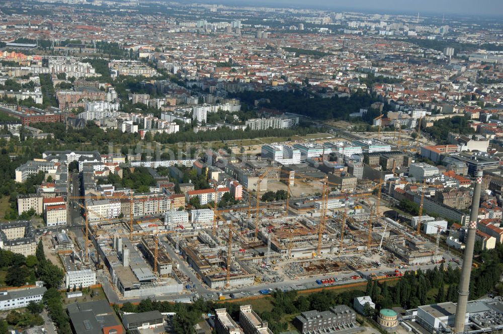 Luftbild Berlin - Baustelle zum BND Neubau im Bezirk Mitte