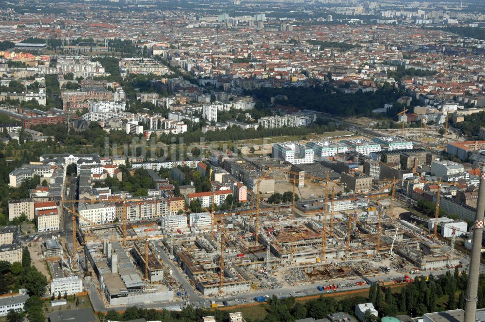 Luftaufnahme Berlin - Baustelle zum BND Neubau im Bezirk Mitte