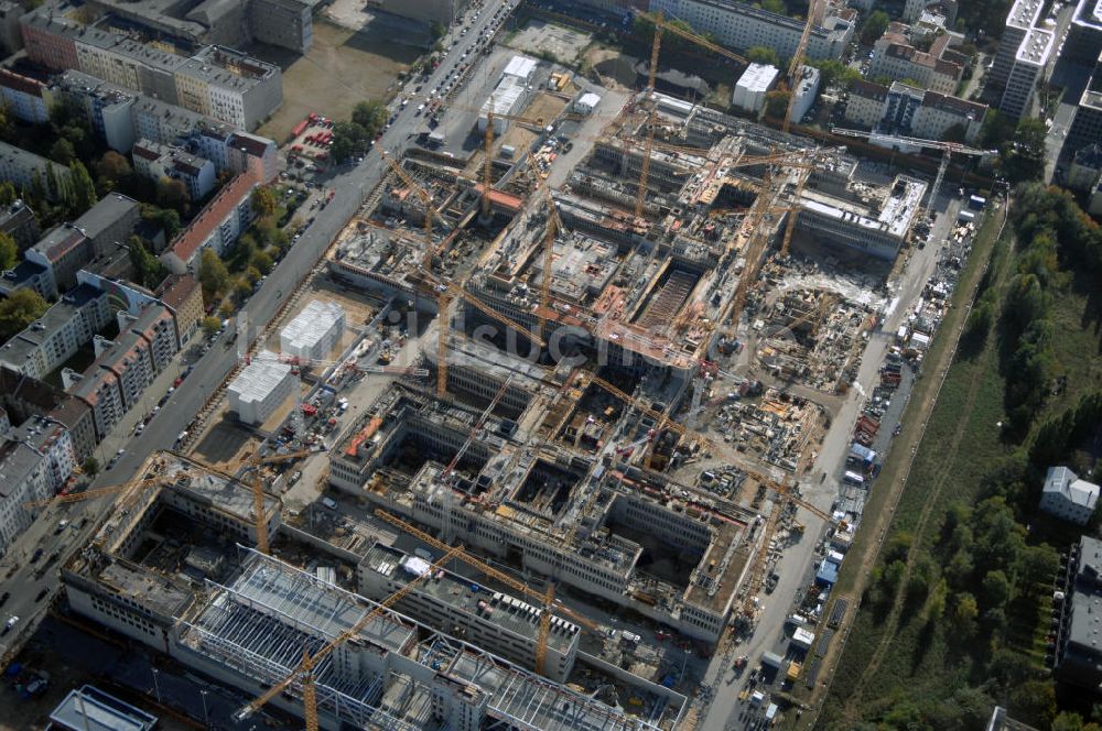 Berlin aus der Vogelperspektive: Baustelle zum BND Neubau im Bezirk Mitte