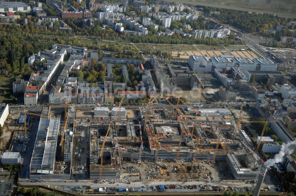 Berlin von oben - Baustelle zum BND Neubau im Bezirk Mitte