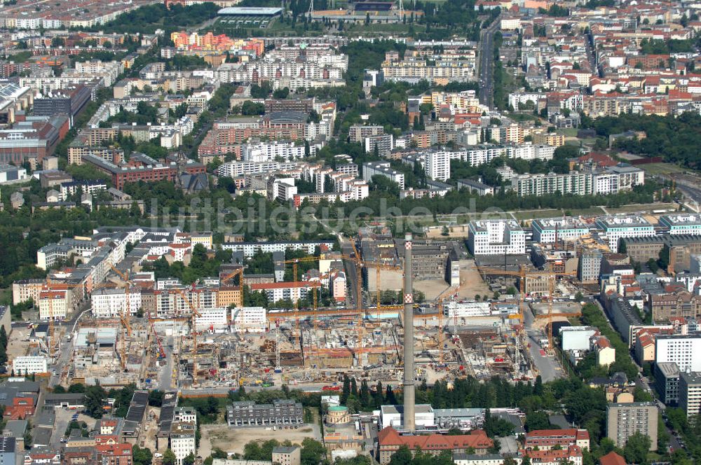 Luftbild Berlin - Baustelle zum BND Neubau im Bezirk Mitte