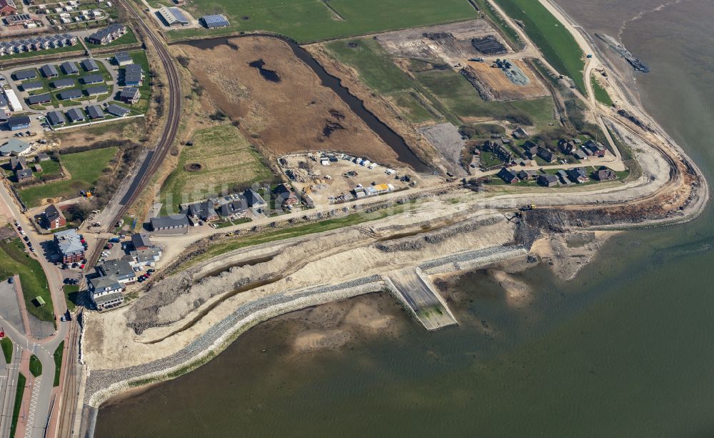 Luftbild Dagebüll - Baustelle zum Deich- Schutzstreifen Klimadeich am Dagebüller Koog in Dagebüll im Bundesland Schleswig-Holstein, Deutschland