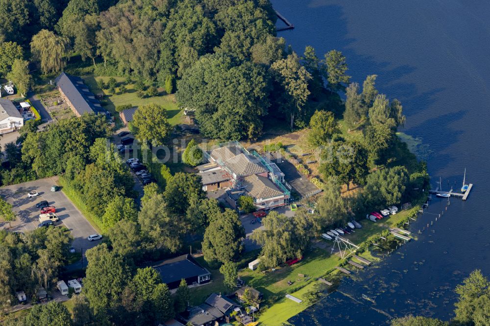 Luftaufnahme Nettetal - Baustelle zum Erweiterungs- Neubau der Freiluft- Gaststätte in Nettetal im Bundesland Nordrhein-Westfalen, Deutschland