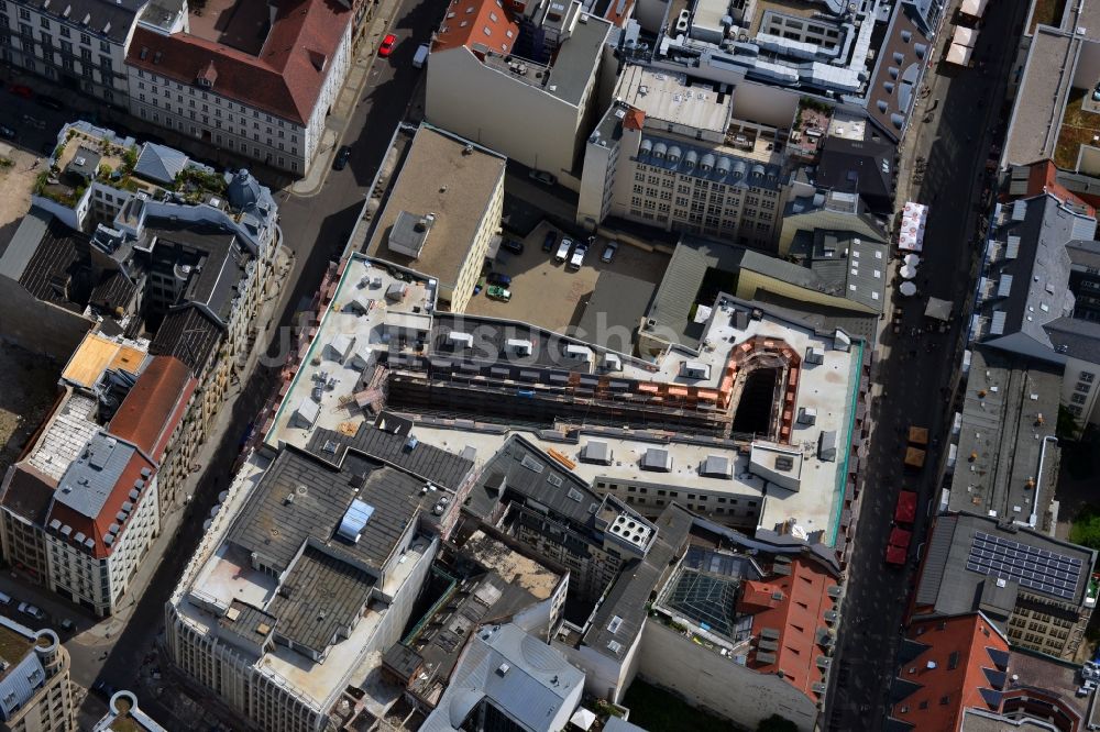 Luftbild Leipzig - Baustelle zum Hotel - Neubau der Motel One Gruppe im Areal an der Ritterstraße - Nikolaistraße im Zentrum von Lepzig in Sachsen