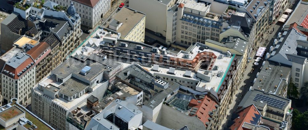 Leipzig von oben - Baustelle zum Hotel - Neubau der Motel One Gruppe im Areal an der Ritterstraße - Nikolaistraße im Zentrum von Lepzig in Sachsen