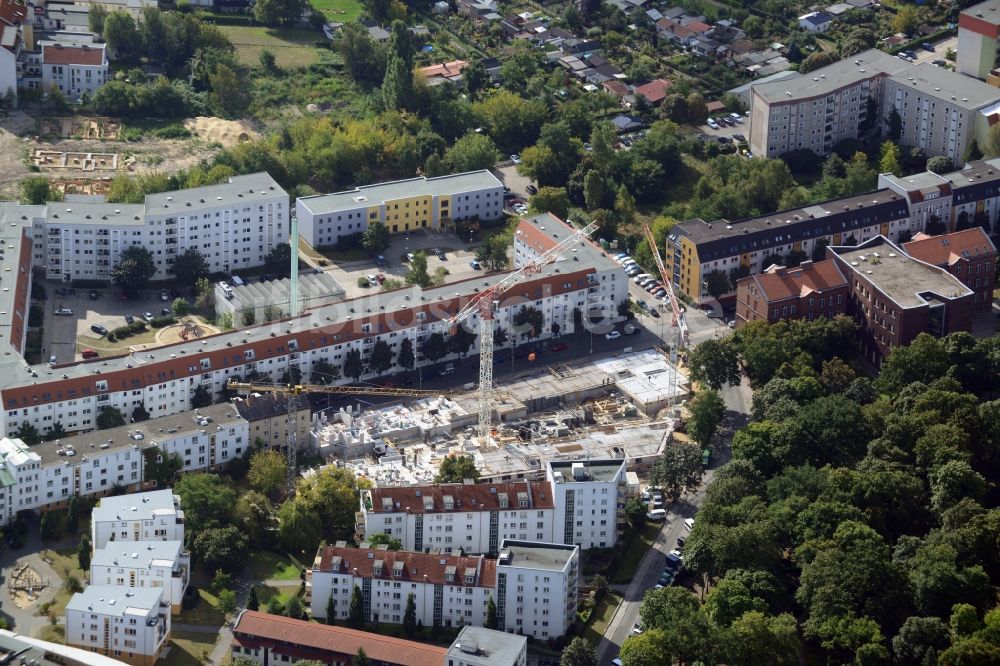 Luftbild Berlin Köpenick - Baustelle zum KÖWOGE- Wohnungsneubau an der Glienicker Ecke Adlershofer Straße in Köpenick in Berlin