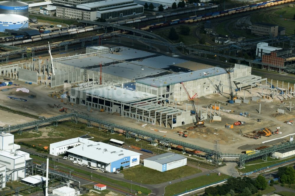 Lutherstadt Wittenberg aus der Vogelperspektive: Baustelle zum Lagerneubau in Lutherstadt Wittenberg im Bundesland Sachsen-Anhalt